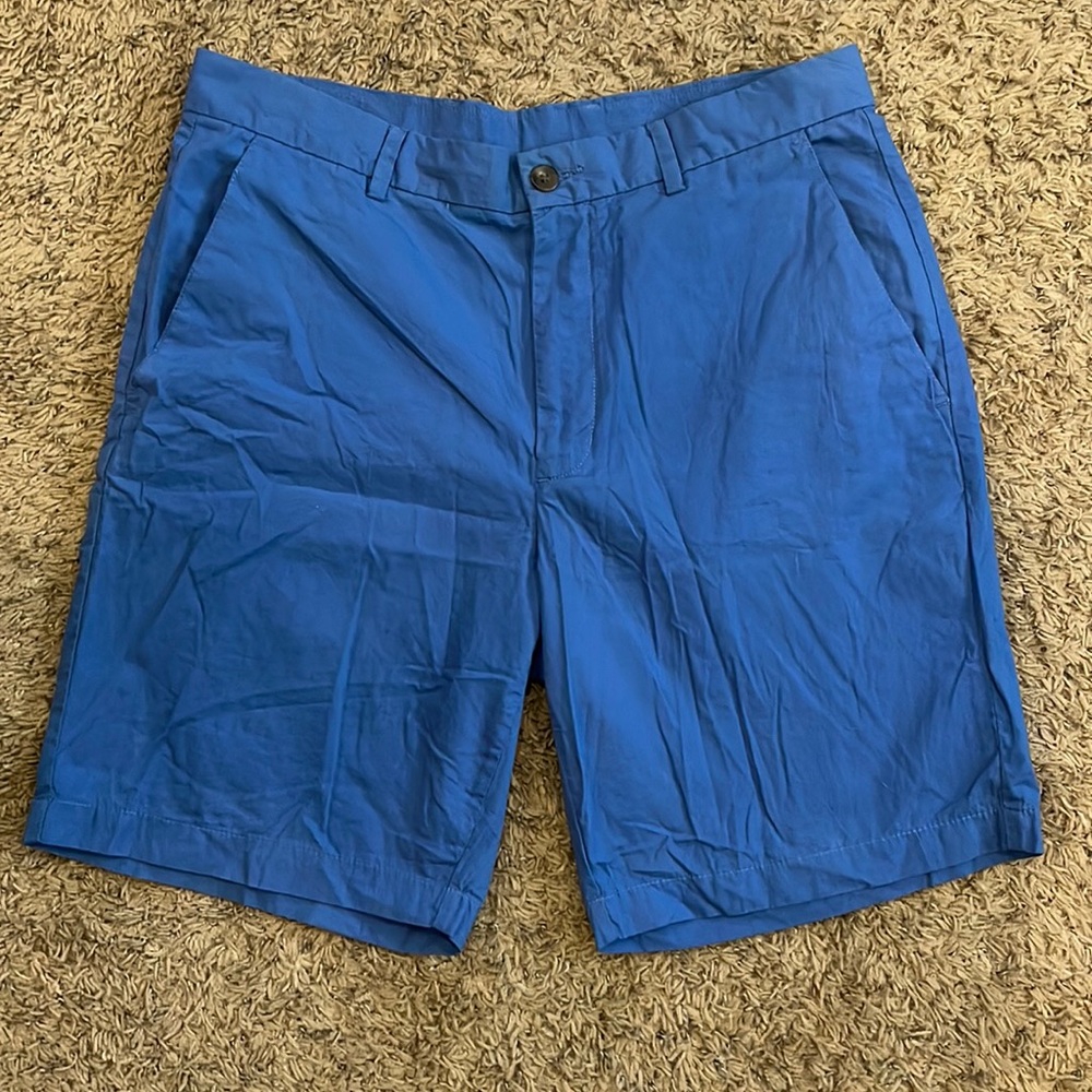 PERRY ELLIS Portfolio Bay Blue Flat Front Shorts